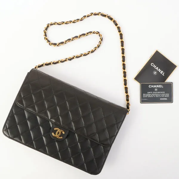 Chanel Around 1997 Made Cc Mark Plate Chain Bag Black
