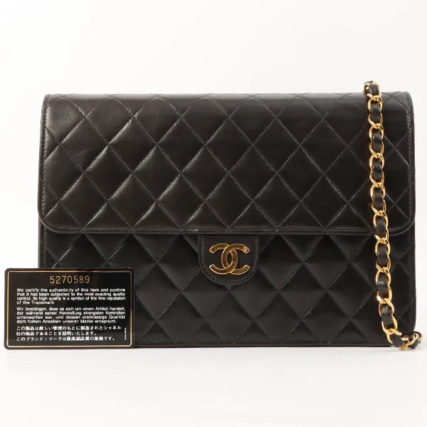 Chanel Around 1997 Made Cc Mark Plate Chain Bag Black