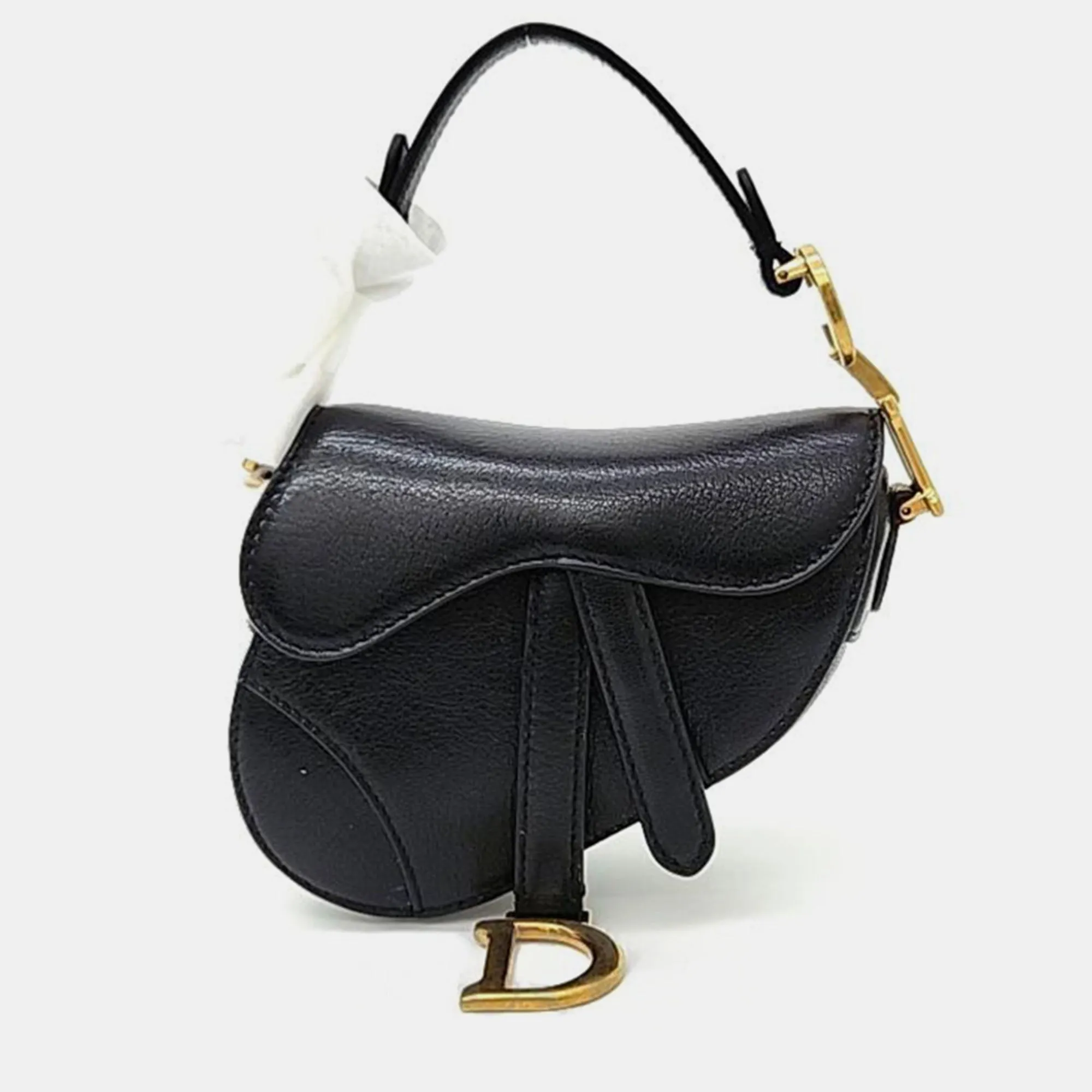 Christian Black Leather Micro Saddle Bag