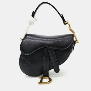 Christian Black Leather Micro Saddle Bag