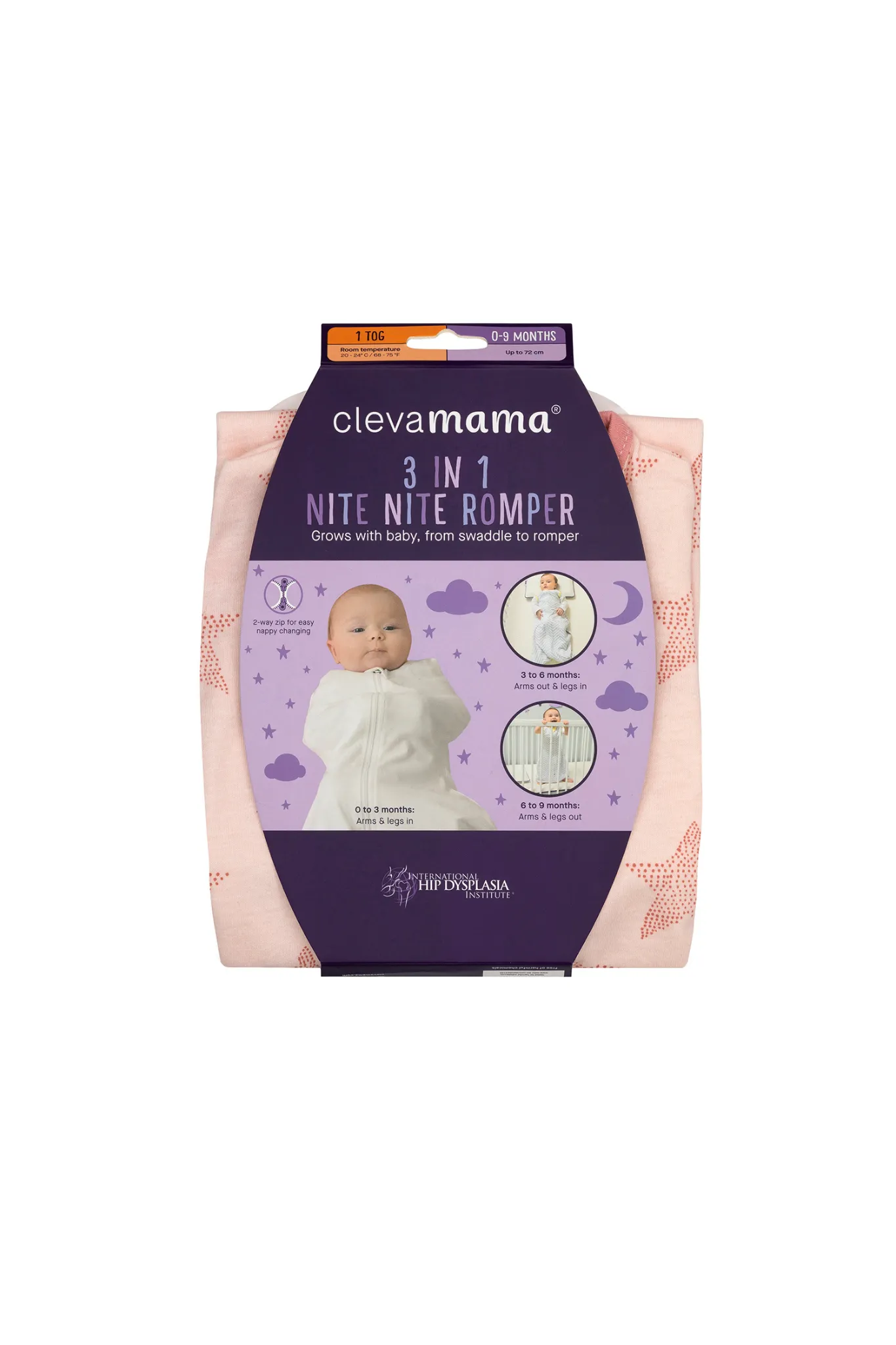 Clevamama 3 in 1 Nite Nite Romper & Sleeping Bag 0-9 Month