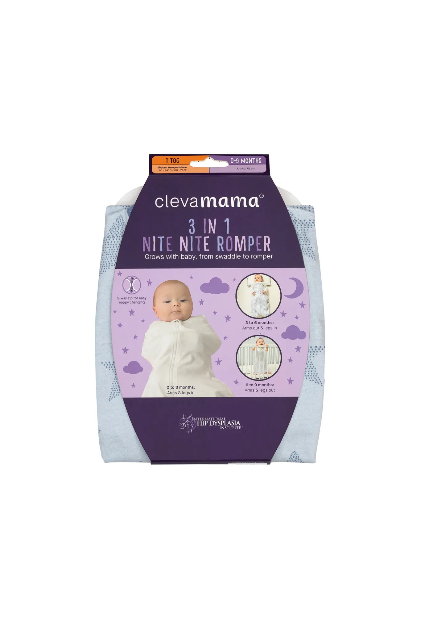 Clevamama 3 in 1 Nite Nite Romper & Sleeping Bag 0-9 Month