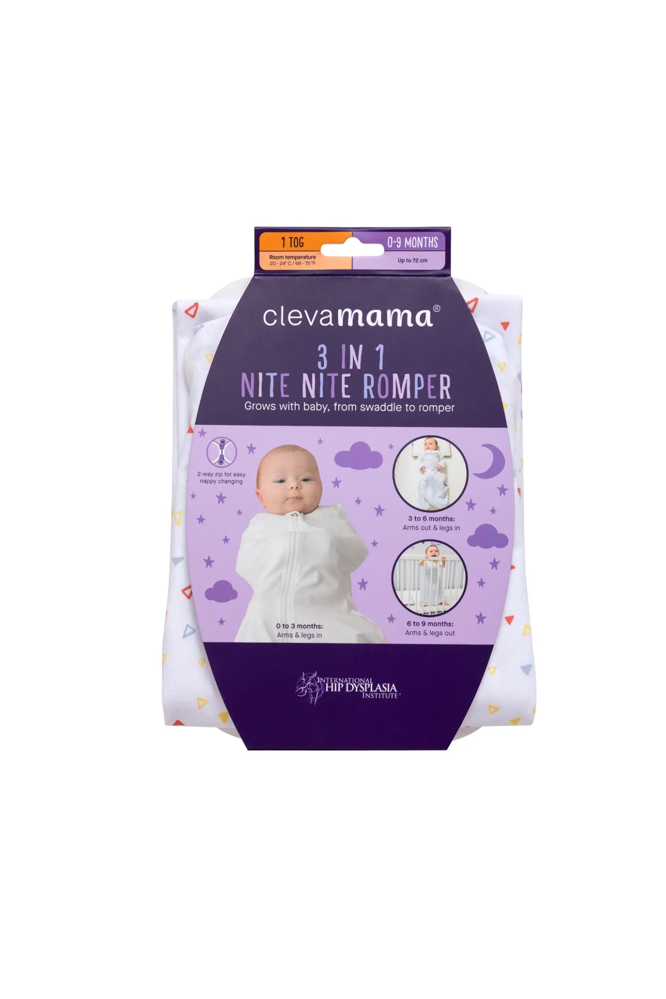 Clevamama 3 in 1 Nite Nite Romper & Sleeping Bag 0-9 Month