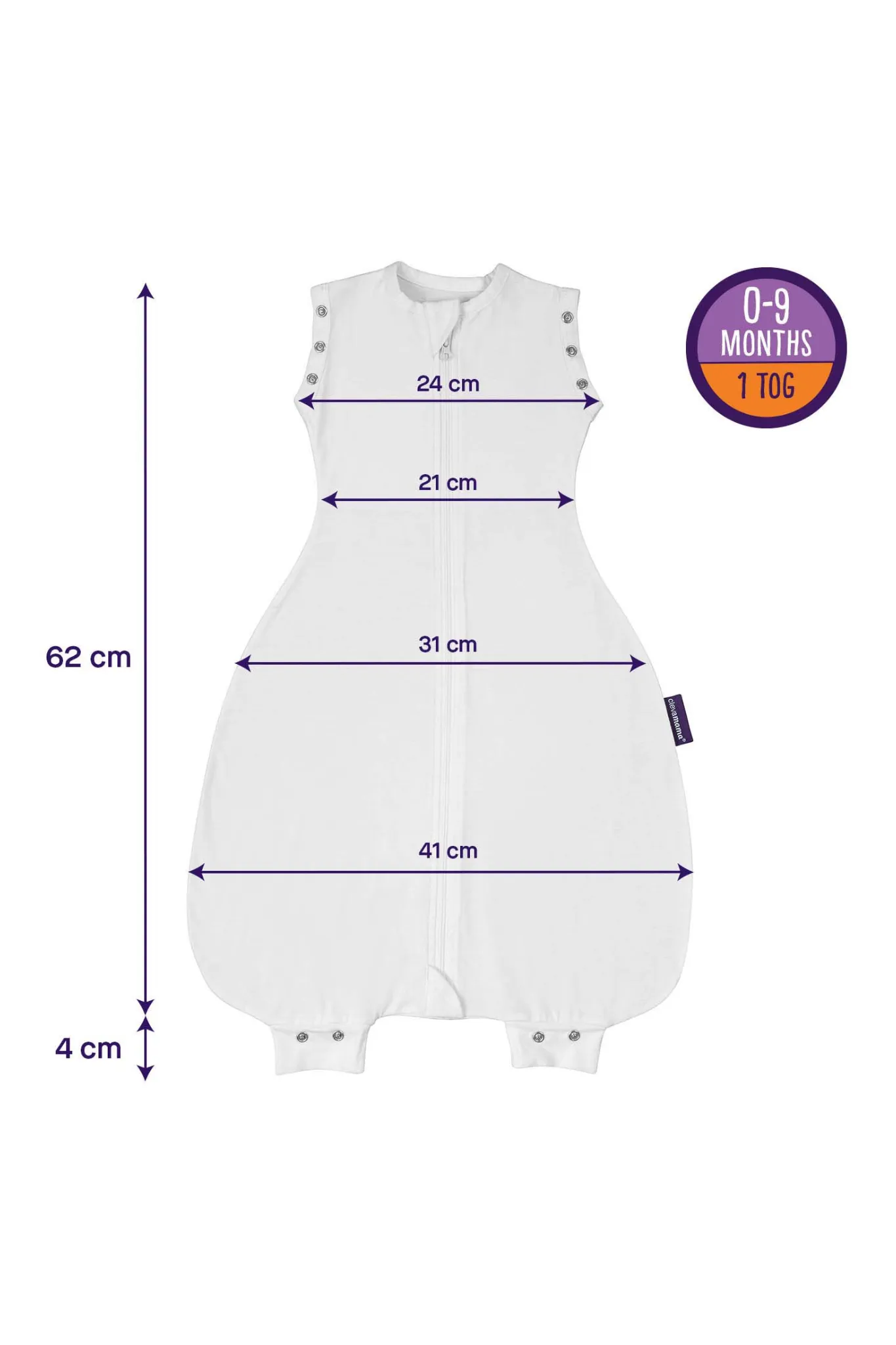 Clevamama 3 in 1 Nite Nite Romper & Sleeping Bag 0-9 Month