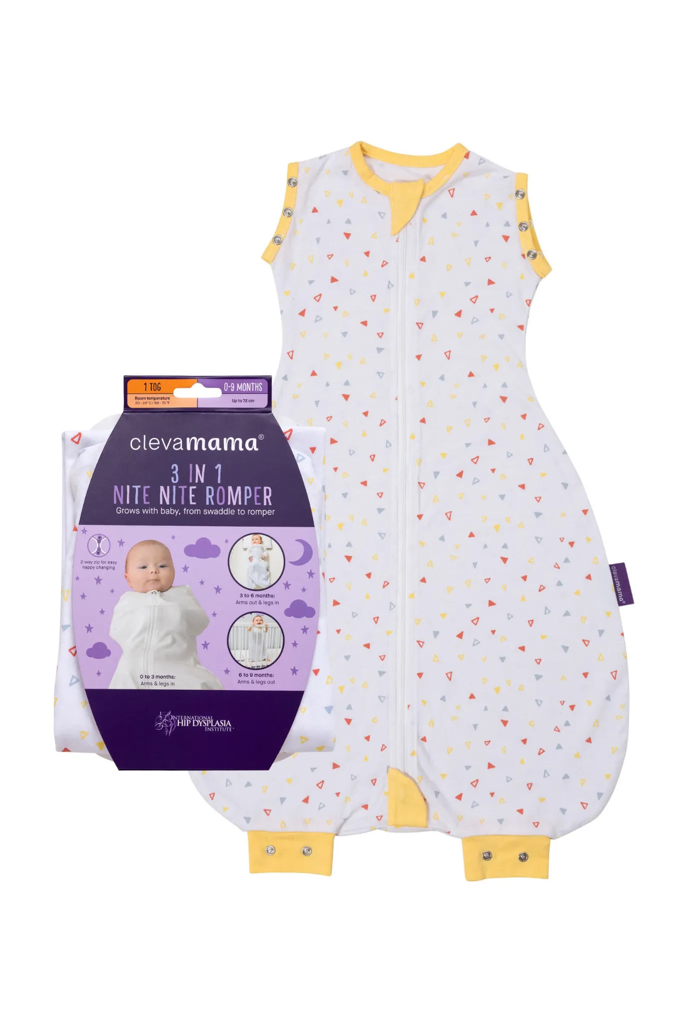 Clevamama 3 in 1 Nite Nite Romper & Sleeping Bag 0-9 Month