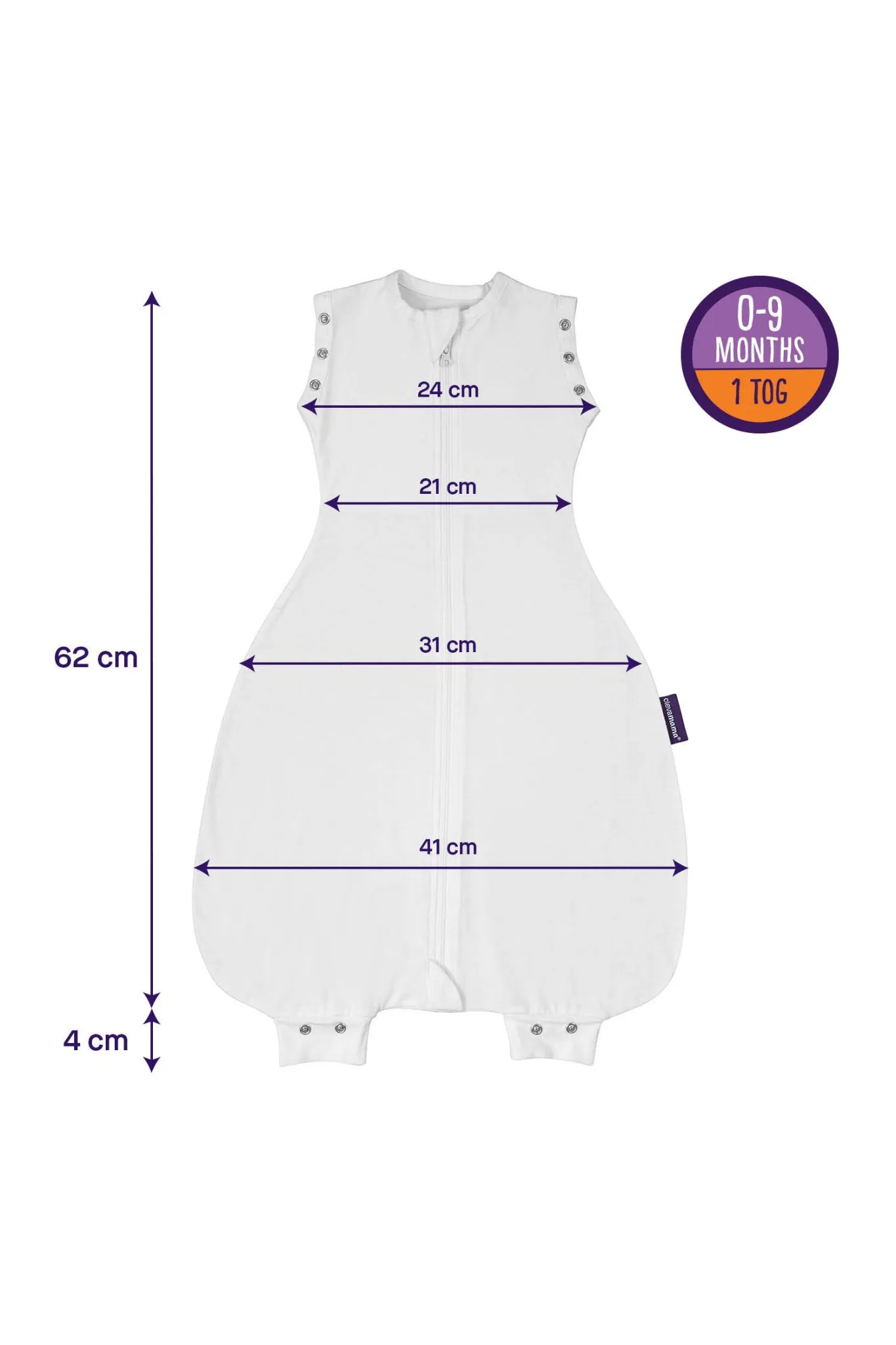 Clevamama 3 in 1 Nite Nite Romper & Sleeping Bag 0-9 Month
