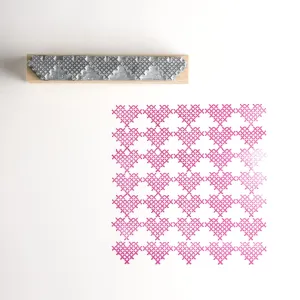 Cross Stitch Heart Border Rubber Stamp