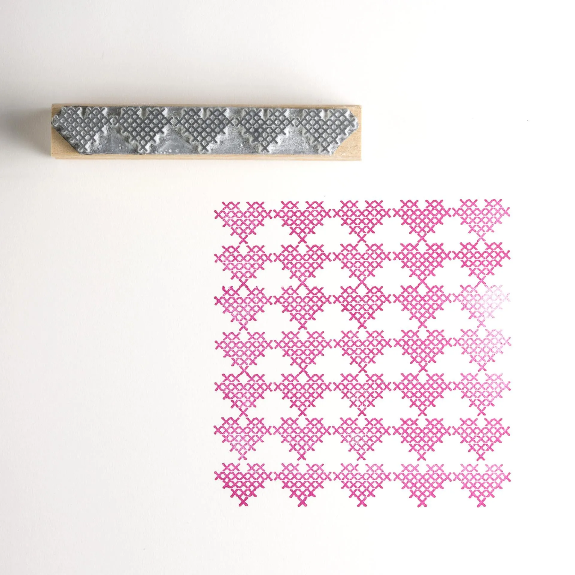 Cross Stitch Heart Border Rubber Stamp