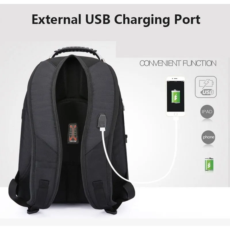 Crossten Durable 17 Inch Laptop Backpack,45L Travel Bag,College Bookbag,USB Charging Port,Water Resistant,Swiss-Multifunctional