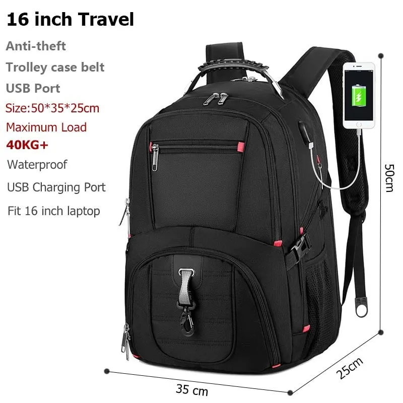 Crossten Durable 17 Inch Laptop Backpack,45L Travel Bag,College Bookbag,USB Charging Port,Water Resistant,Swiss-Multifunctional