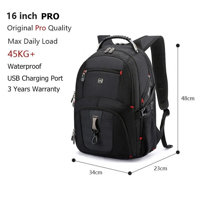 Crossten Durable 17 Inch Laptop Backpack,45L Travel Bag,College Bookbag,USB Charging Port,Water Resistant,Swiss-Multifunctional