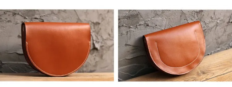 Cute Beige LEATHER Saddle SHOULDER Bag WOMEN Small Saddle Crossbody Purse FOR WOMEN