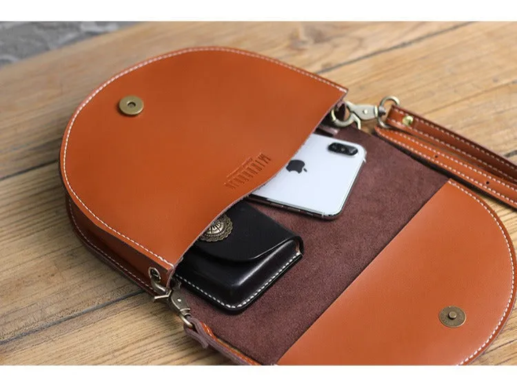 Cute Beige LEATHER Saddle SHOULDER Bag WOMEN Small Saddle Crossbody Purse FOR WOMEN