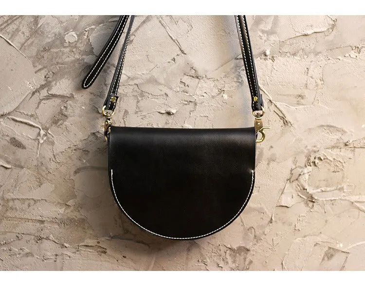Cute Beige LEATHER Saddle SHOULDER Bag WOMEN Small Saddle Crossbody Purse FOR WOMEN