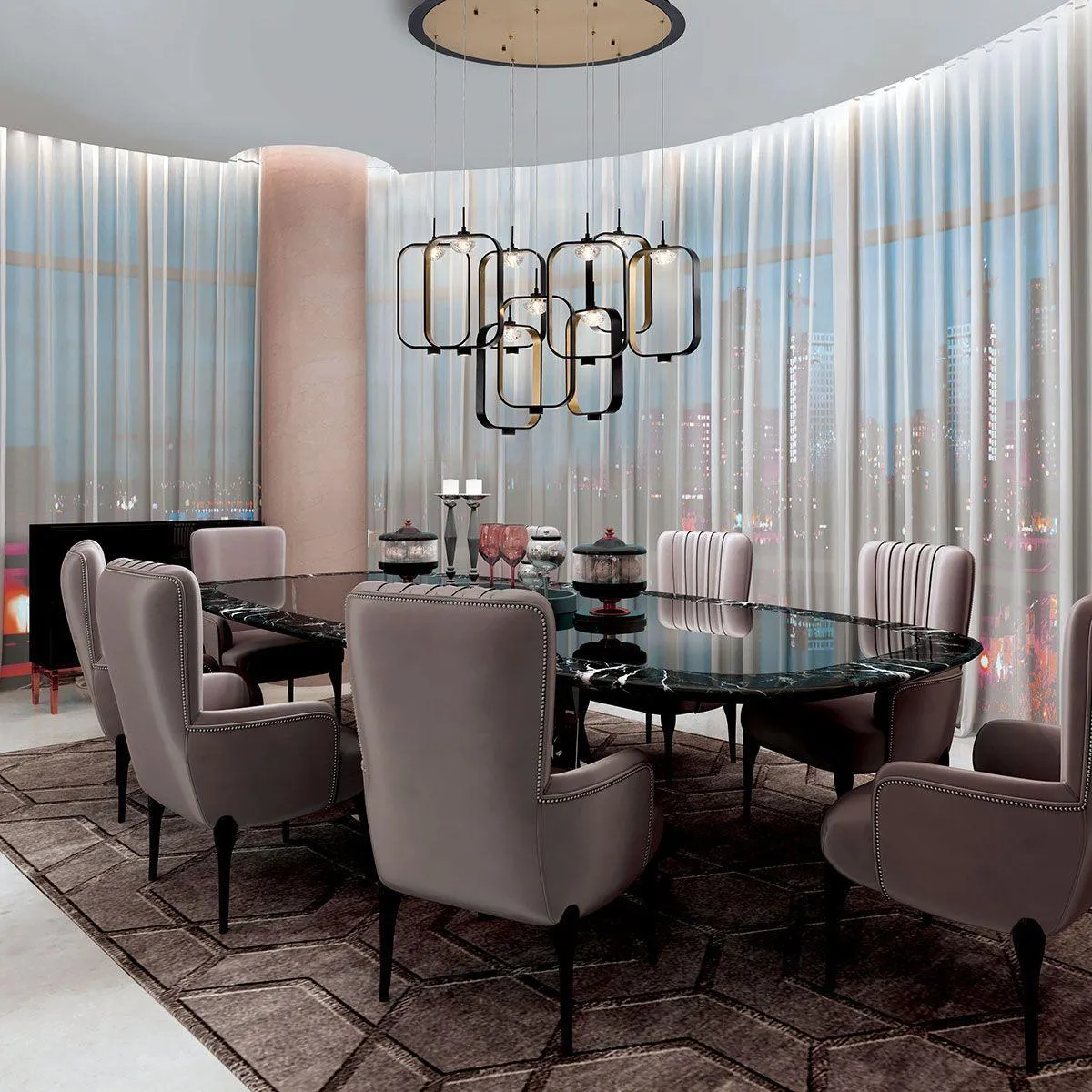 Dagmar 33 in. 9 Lights LED Chandelier Black finish