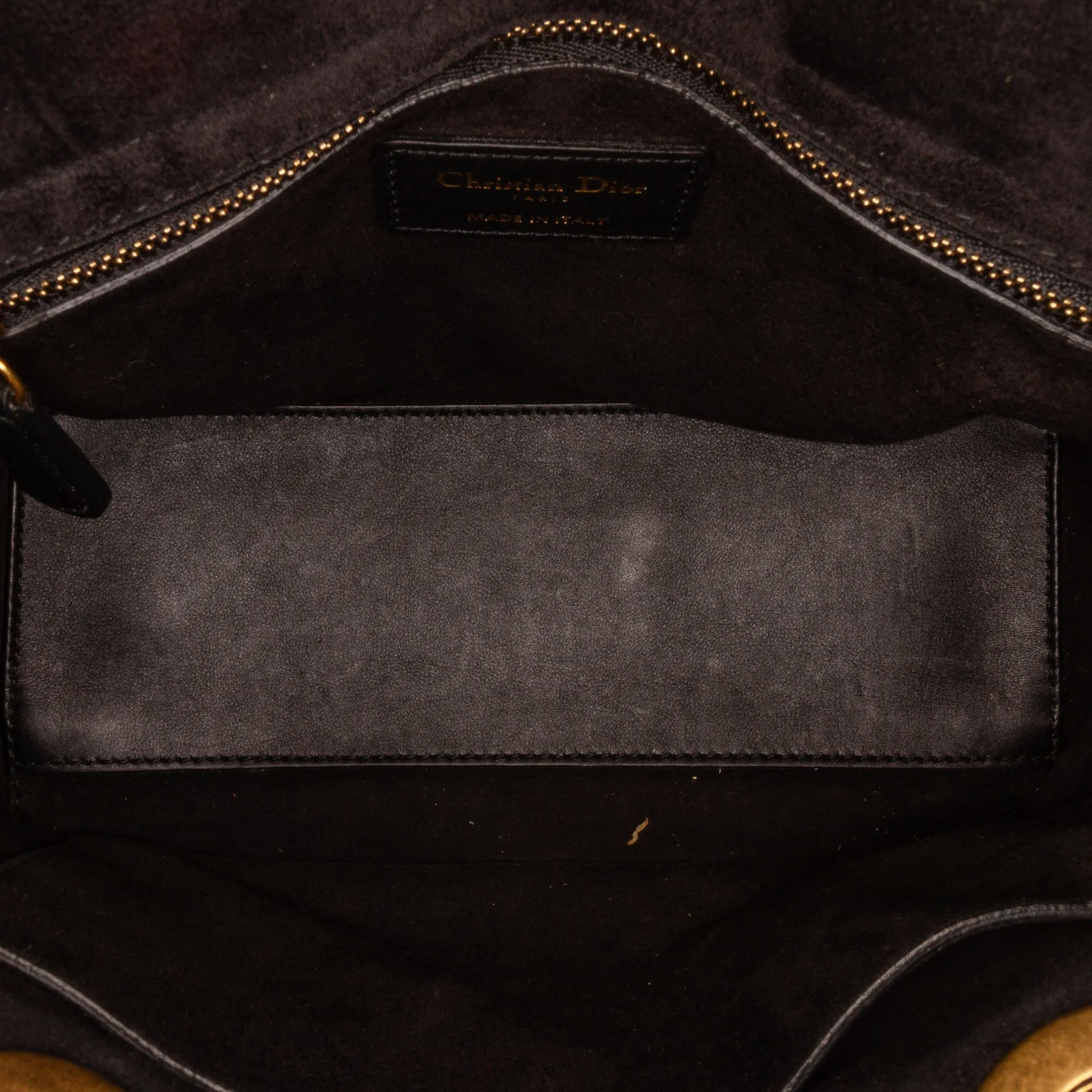 Dior Lady Dior Medium Black Supple Studded Cannage Quilted Leather Gold