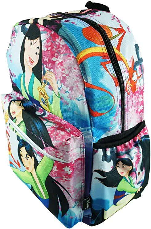 Disney Princess Mulan Deluxe Oversize Print Large 16" Backpack with Laptop Compartment
