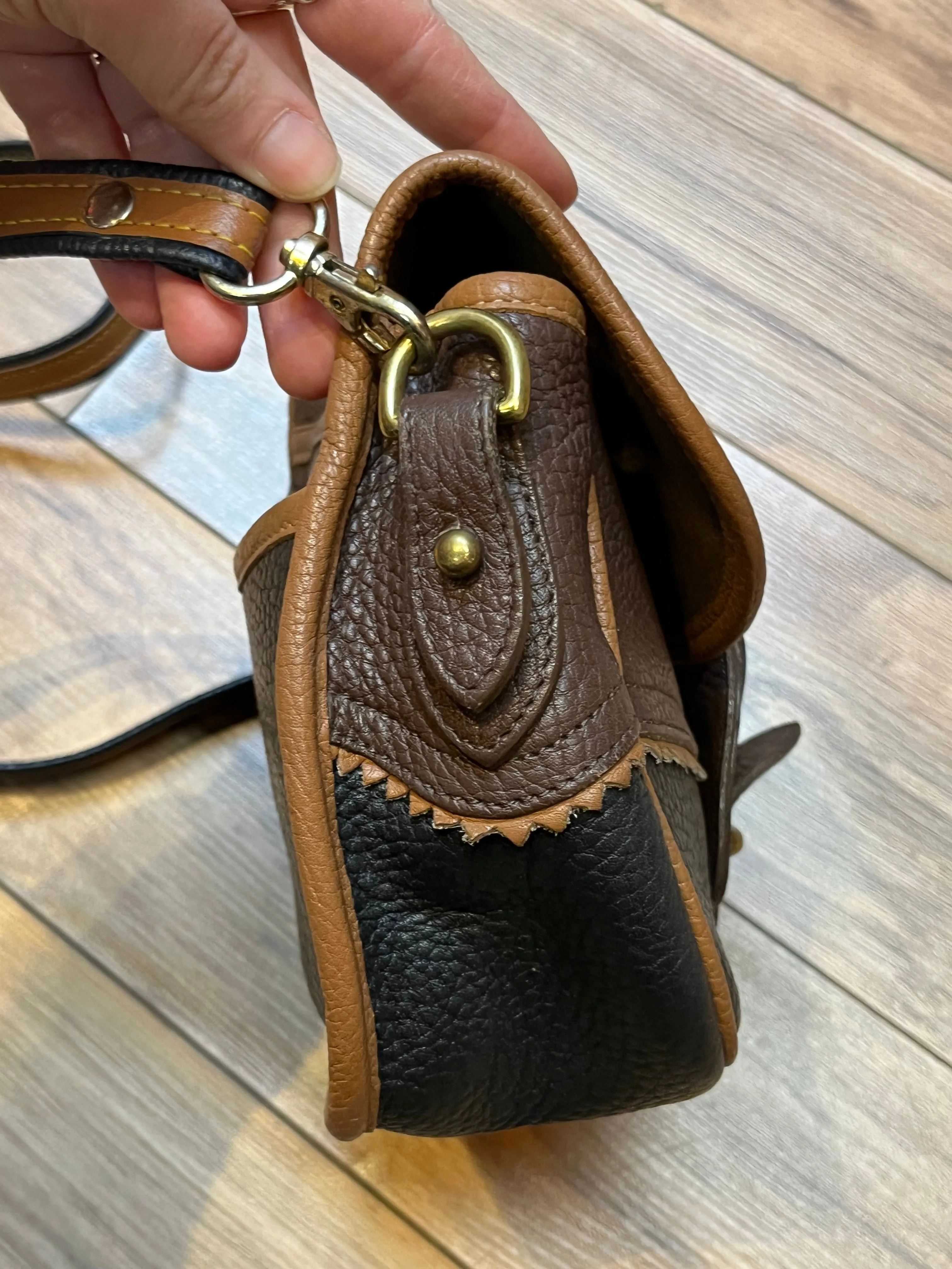 Dooney and Burke Small Navy and Brown Leather Crossbody Bag SOLD