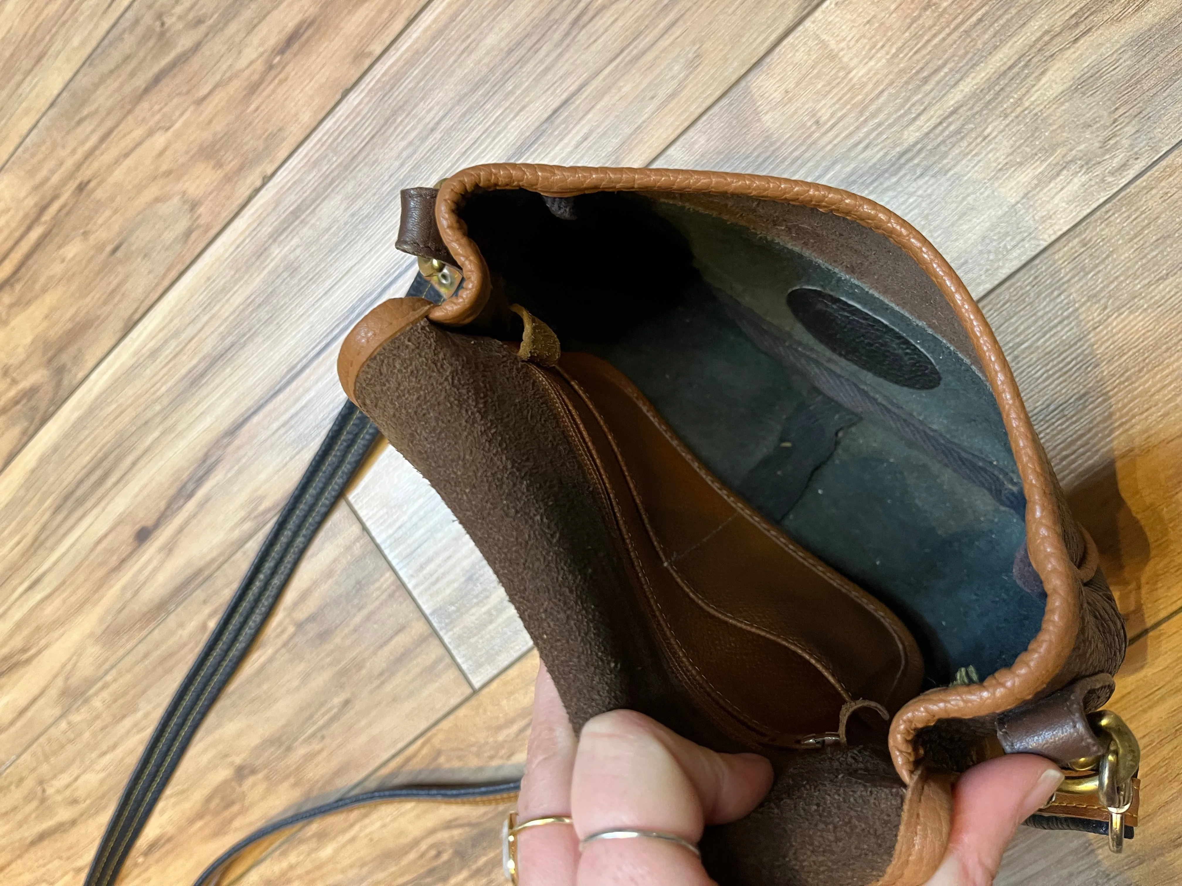 Dooney and Burke Small Navy and Brown Leather Crossbody Bag SOLD