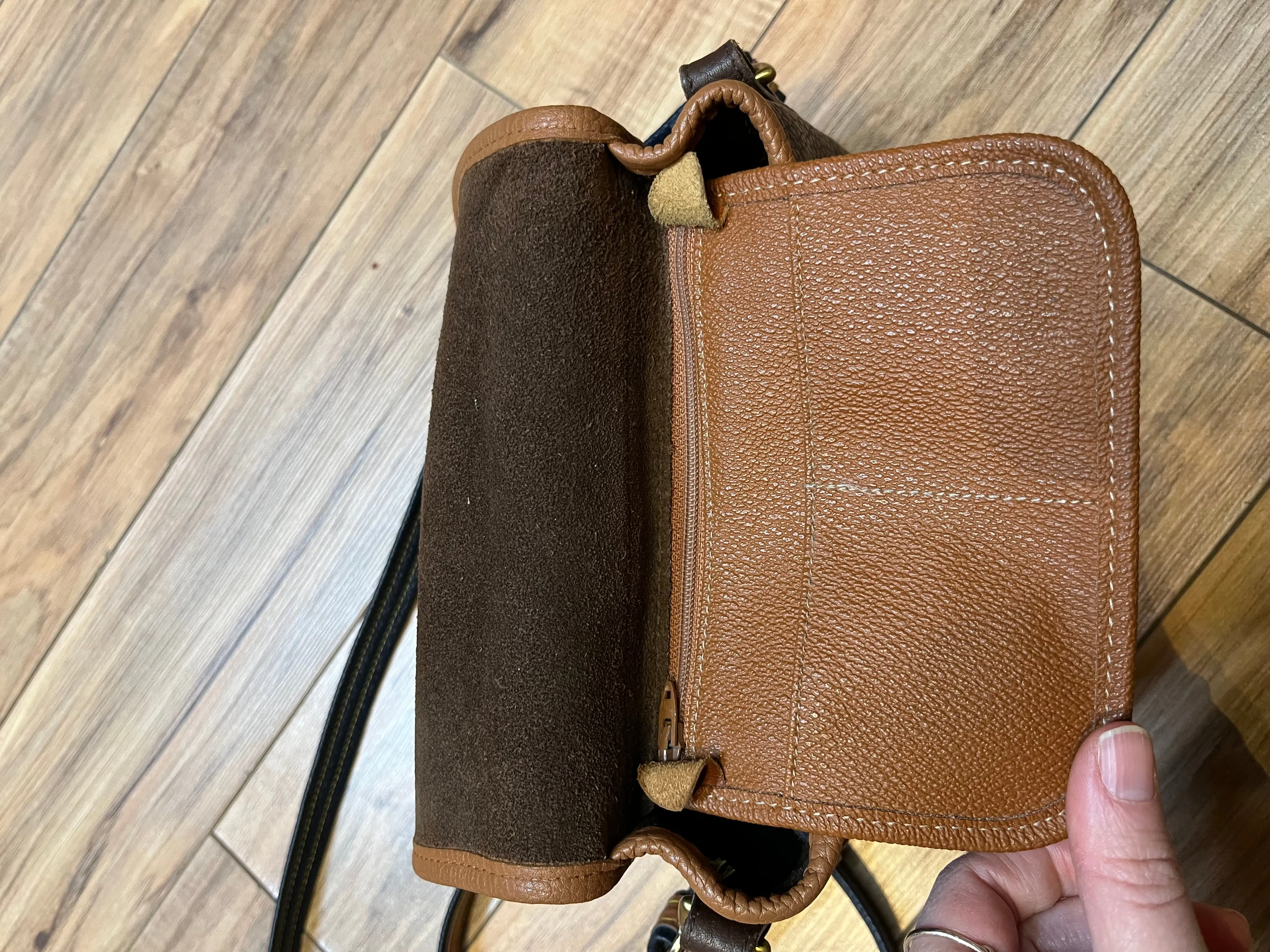 Dooney and Burke Small Navy and Brown Leather Crossbody Bag SOLD