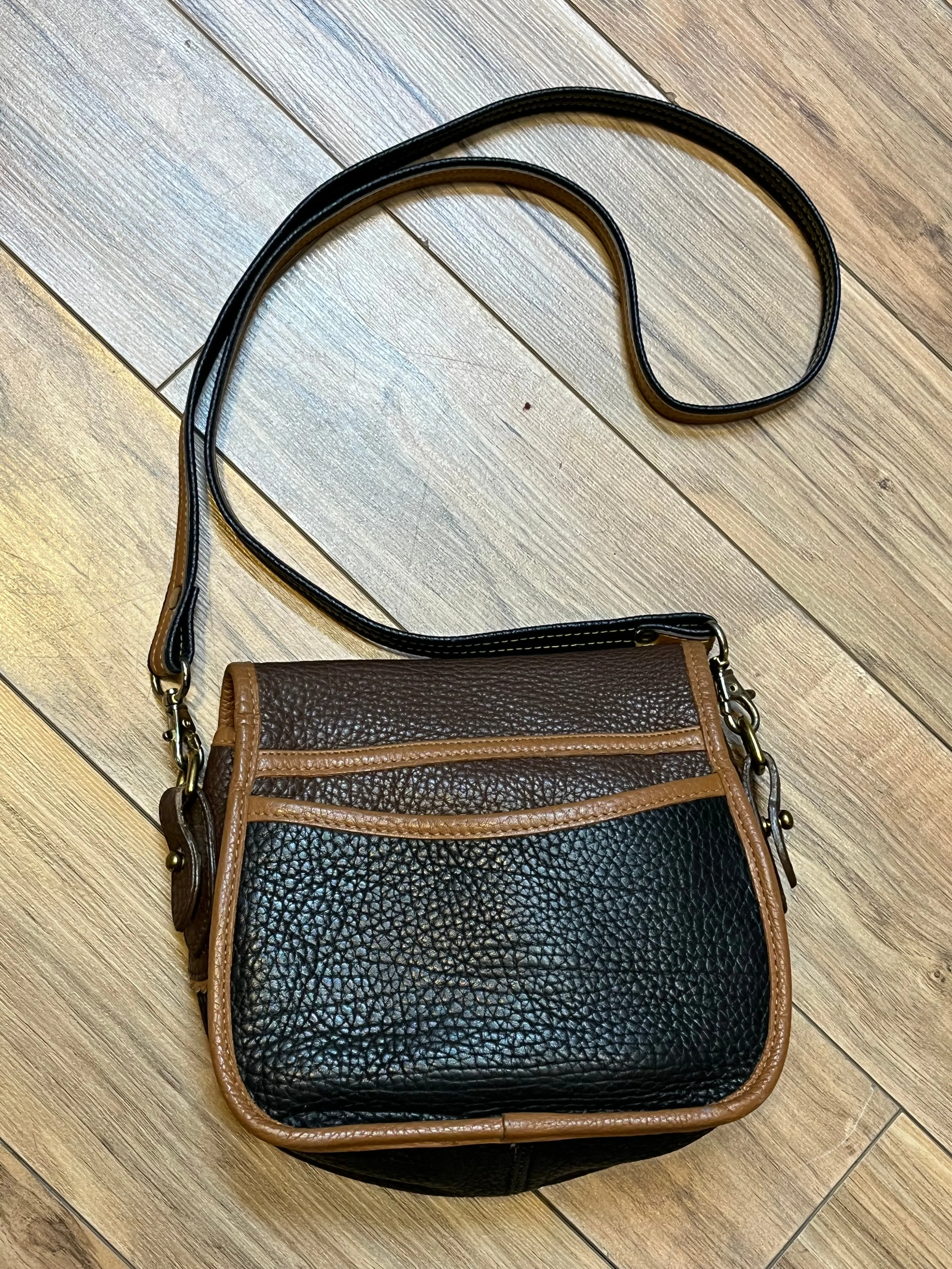 Dooney and Burke Small Navy and Brown Leather Crossbody Bag SOLD