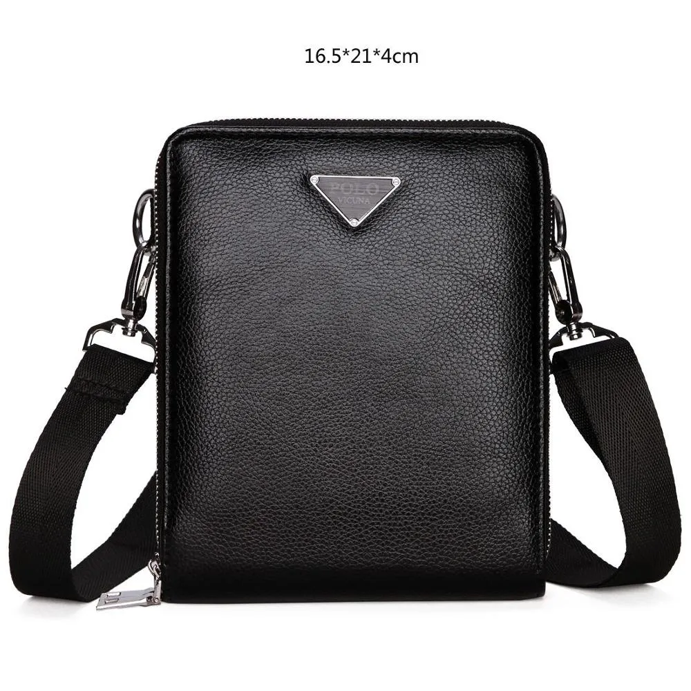 Double Pocket Leather Shoulder Bag