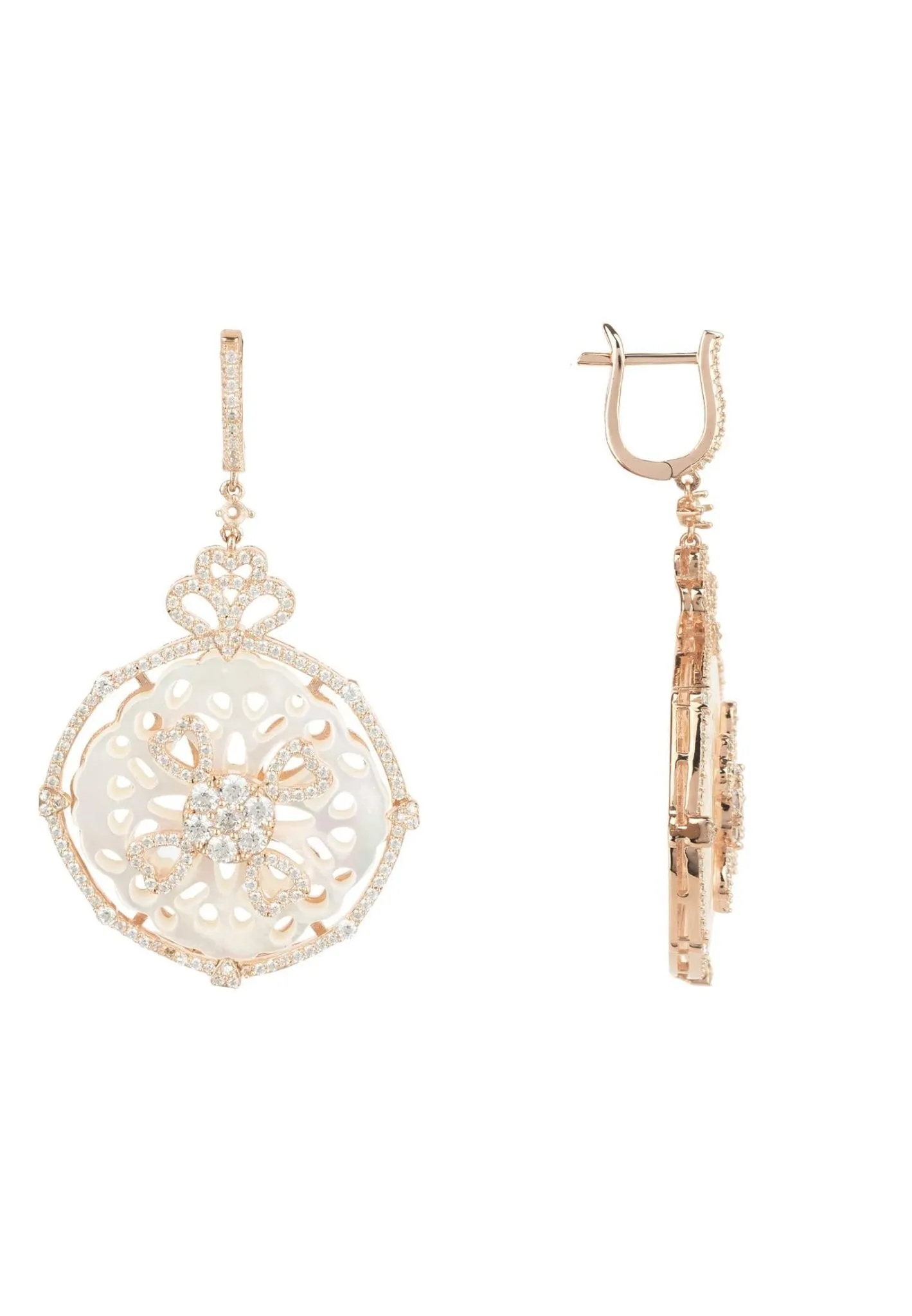 Dreamcatcher White Mother Of Pearl Earrings Rosegold