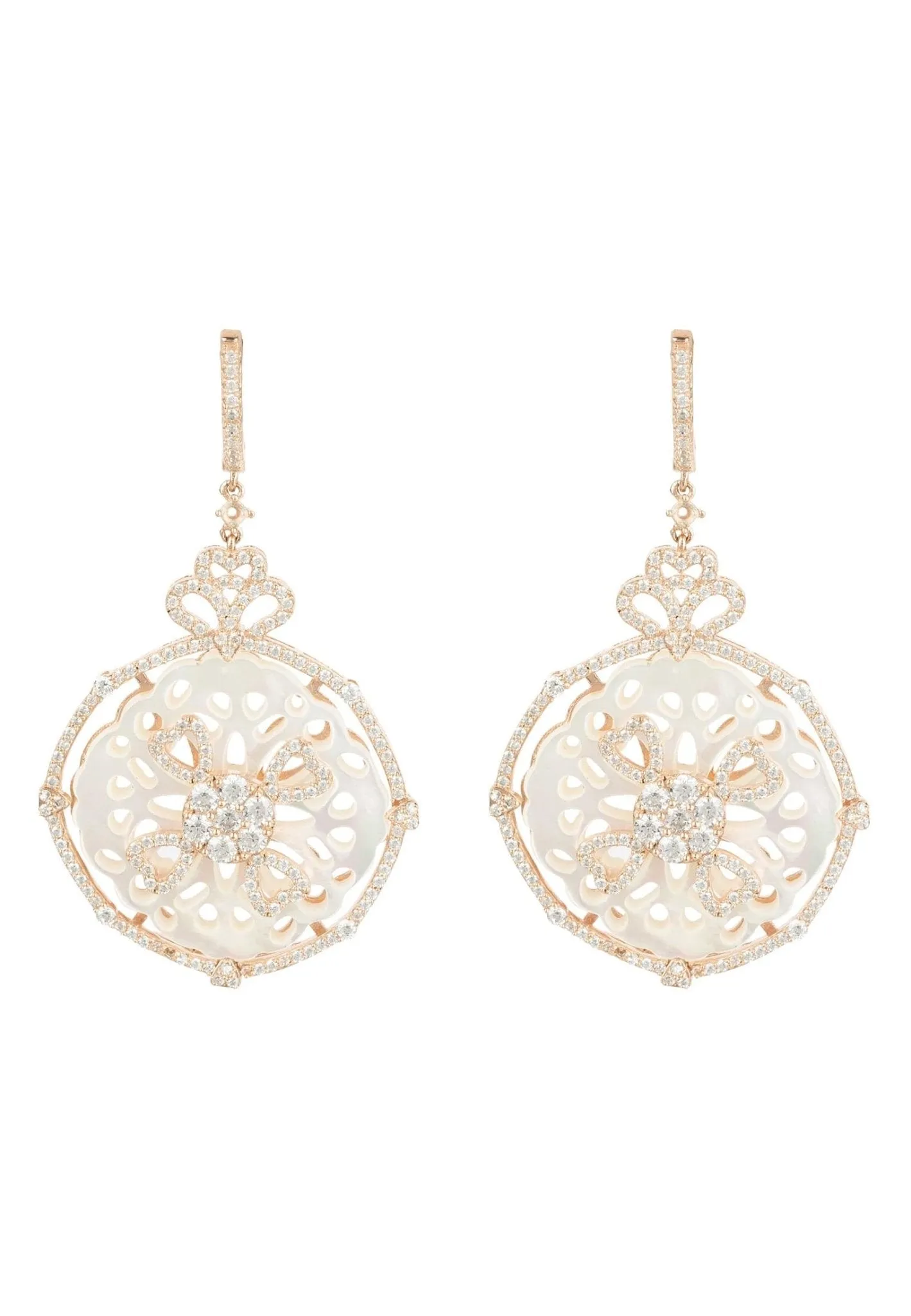 Dreamcatcher White Mother Of Pearl Earrings Rosegold