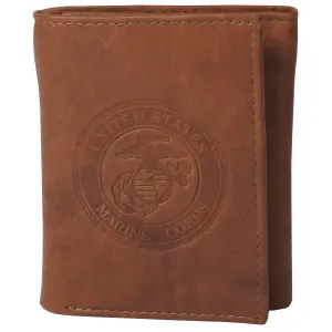 Eagle, Globe and Anchor Embossed on 100% Leather Trifold Wallet