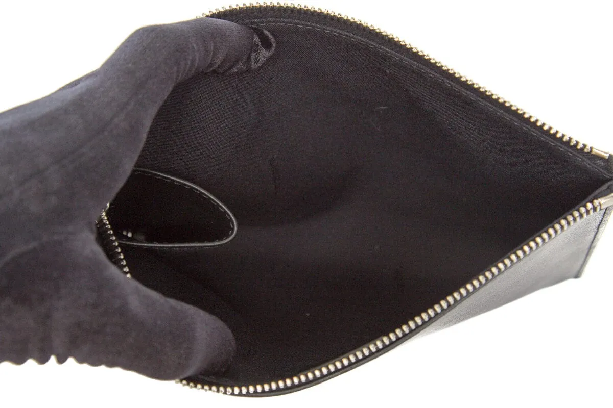 Fendi Black Leather Roma Studded Hearts  Clutch