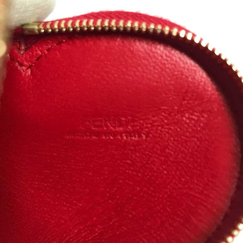 FENDI Coin case 8M0467 leather Red heart Women Used