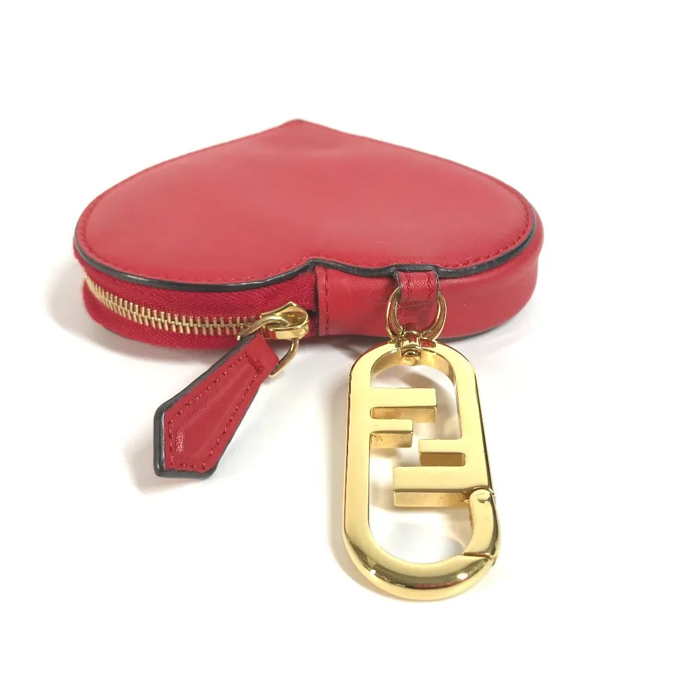 FENDI Coin case 8M0467 leather Red heart Women Used