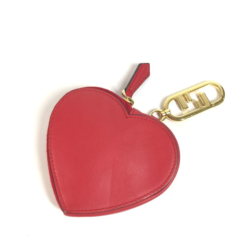 FENDI Coin case 8M0467 leather Red heart Women Used