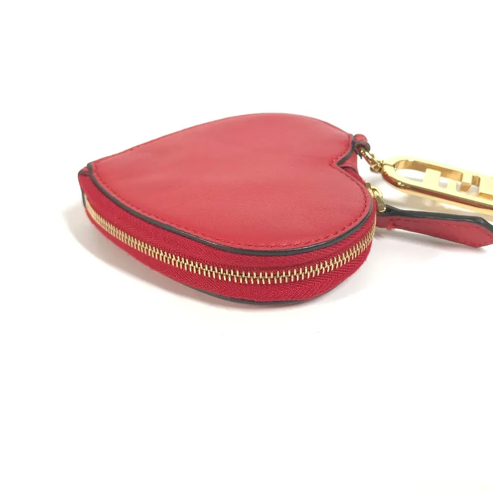 FENDI Coin case 8M0467 leather Red heart Women Used