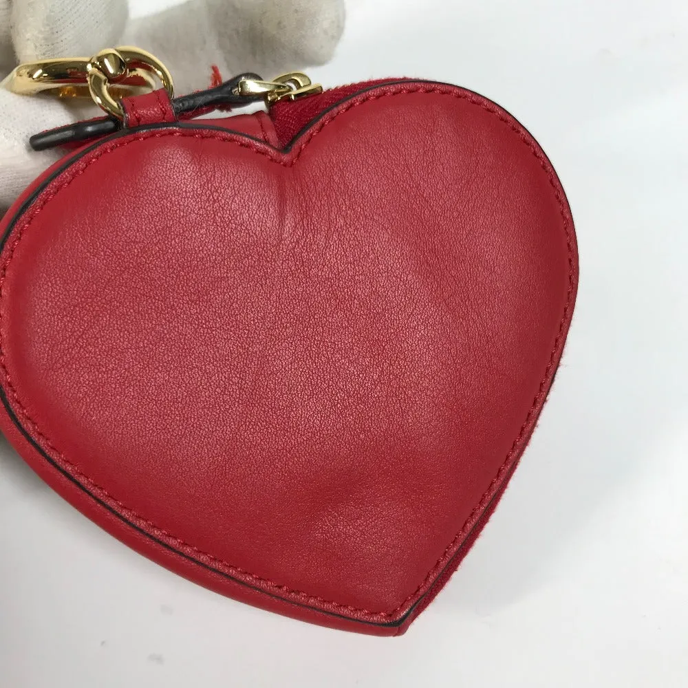 FENDI Coin case 8M0467 leather Red heart Women Used