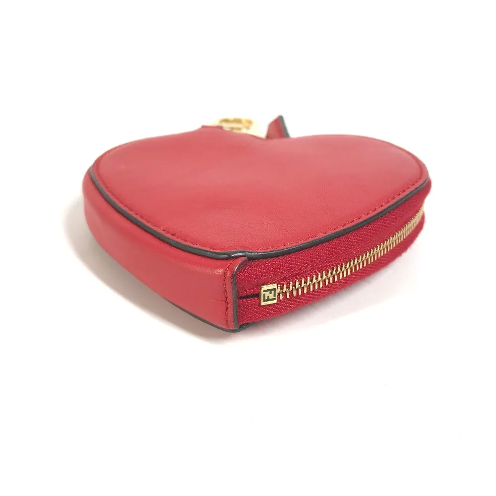FENDI Coin case 8M0467 leather Red heart Women Used