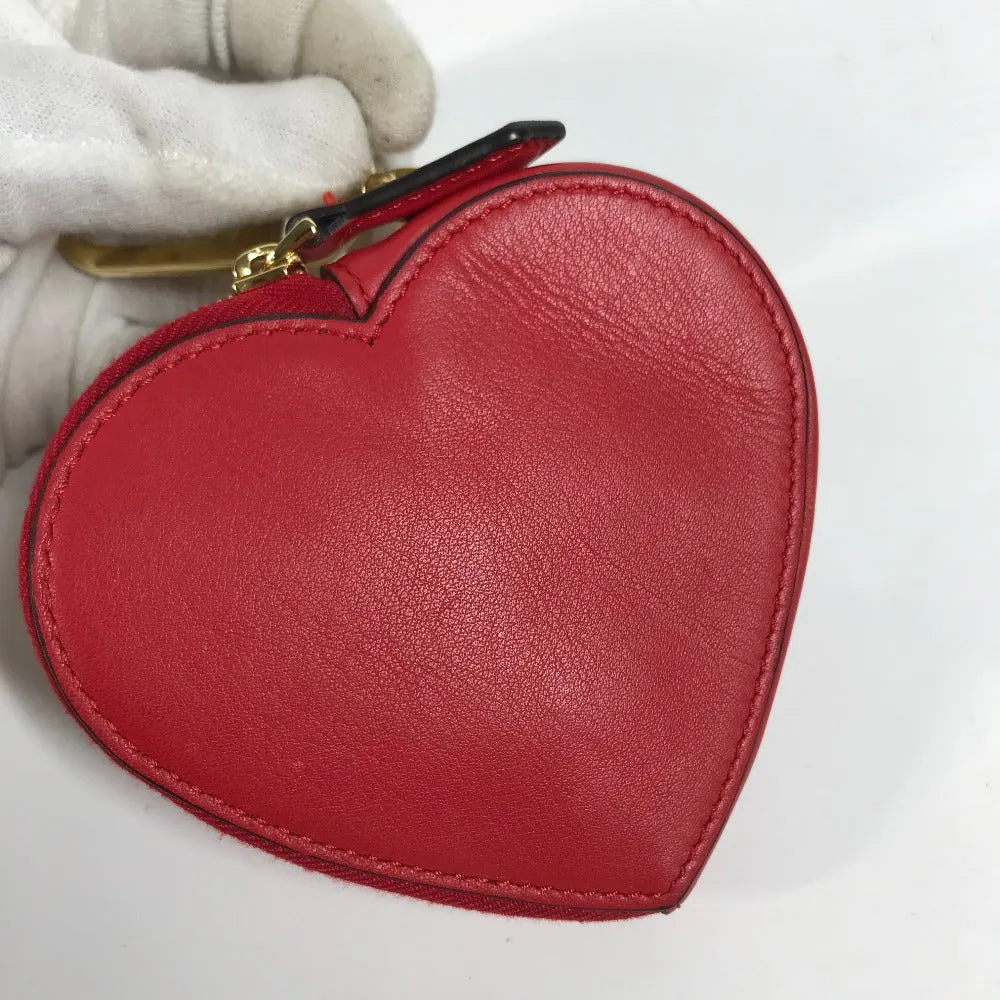 FENDI Coin case 8M0467 leather Red heart Women Used