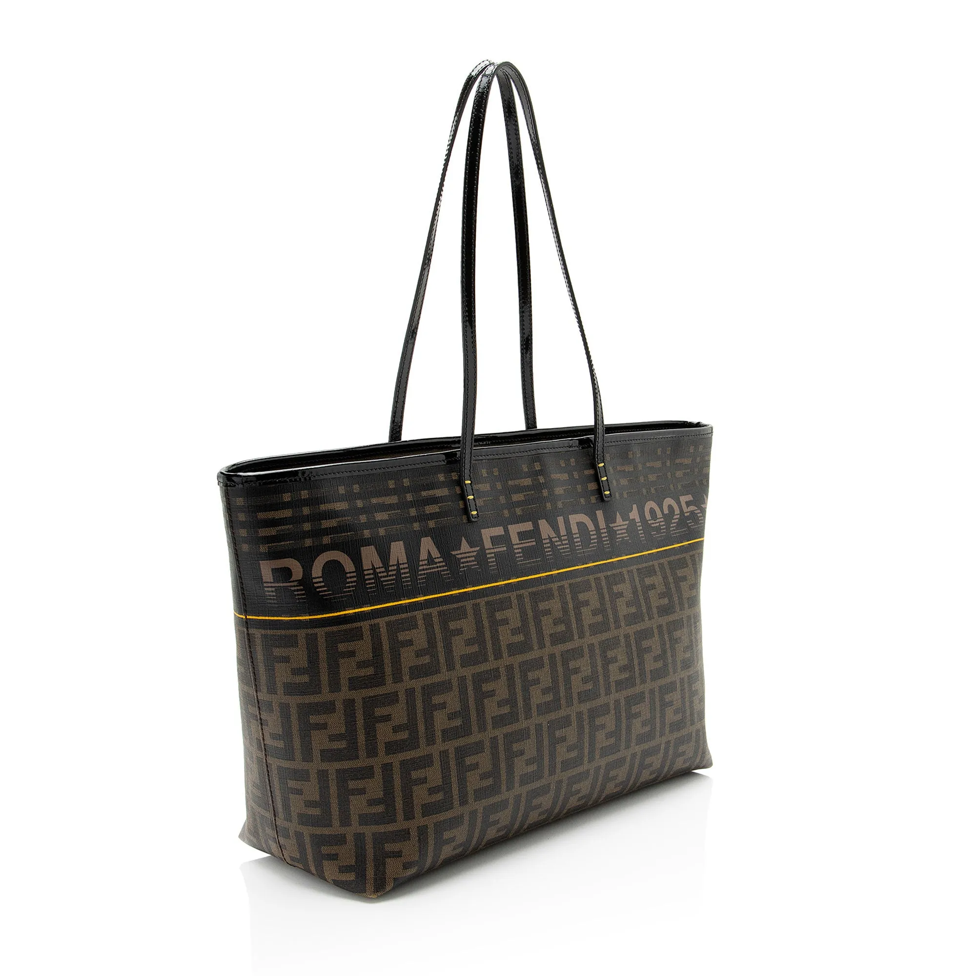 Fendi Zucca Canvas Logo Medium Roll Tote