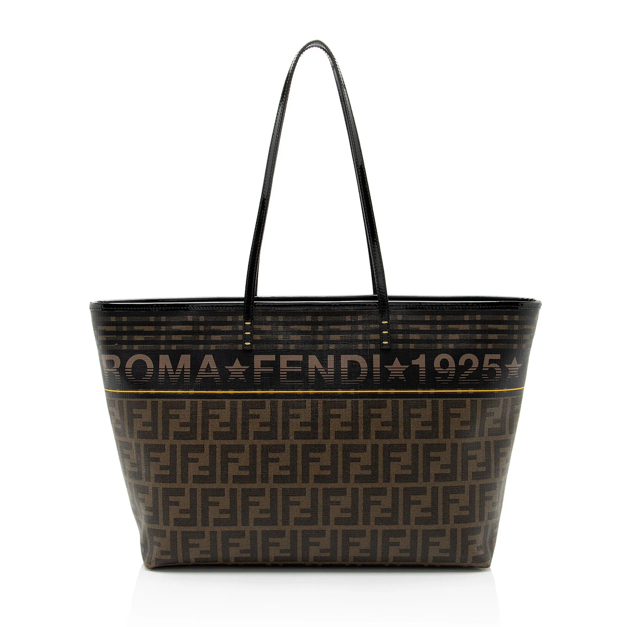 Fendi Zucca Canvas Logo Medium Roll Tote