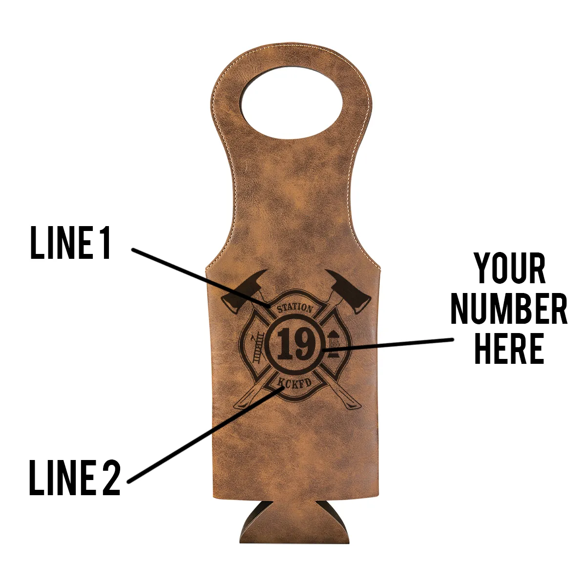 Firefighter Laserable Leatherette Wine Bag
