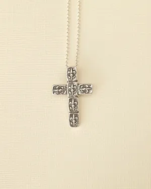 Fleur de Lis Brick Cross Pendant