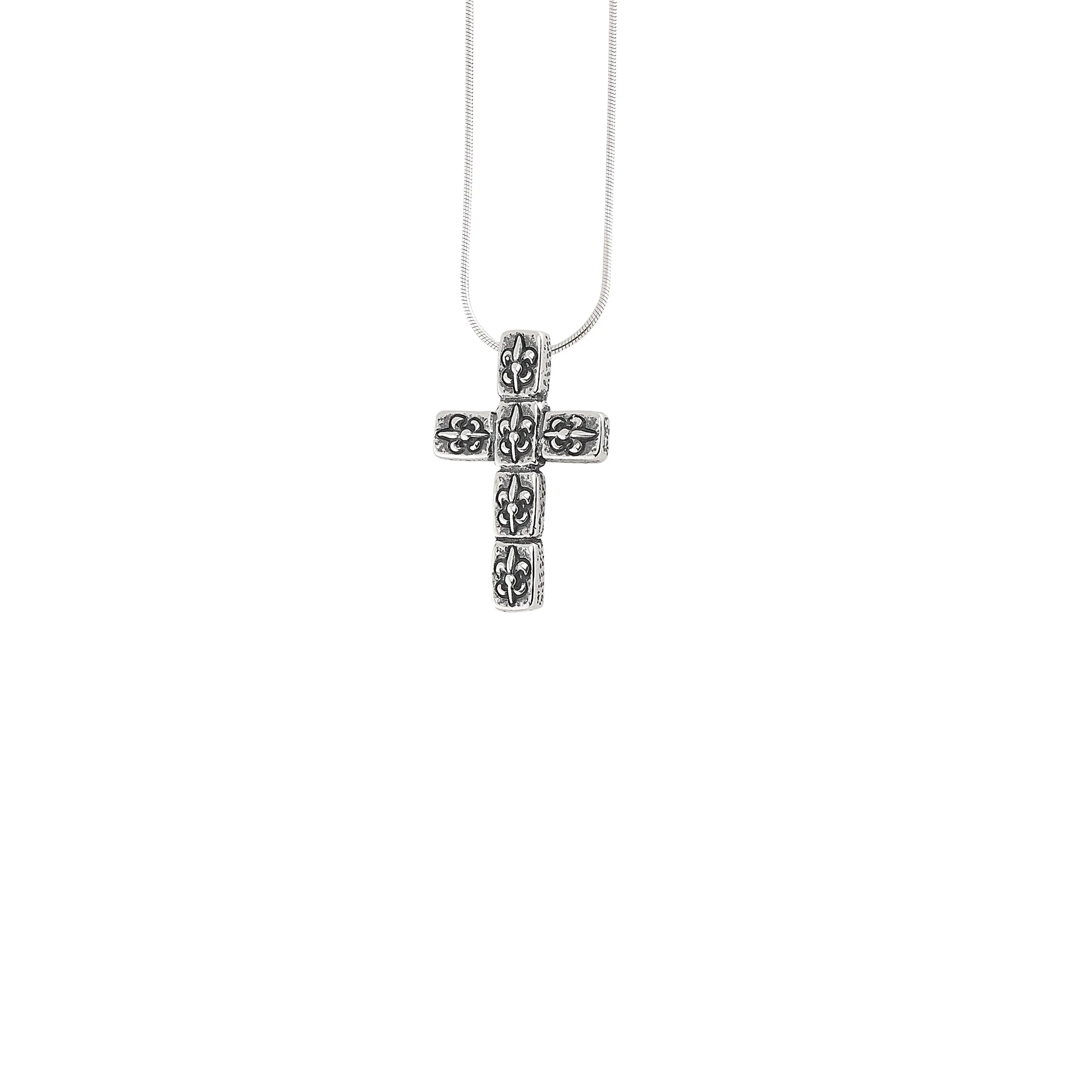Fleur de Lis Brick Cross Pendant