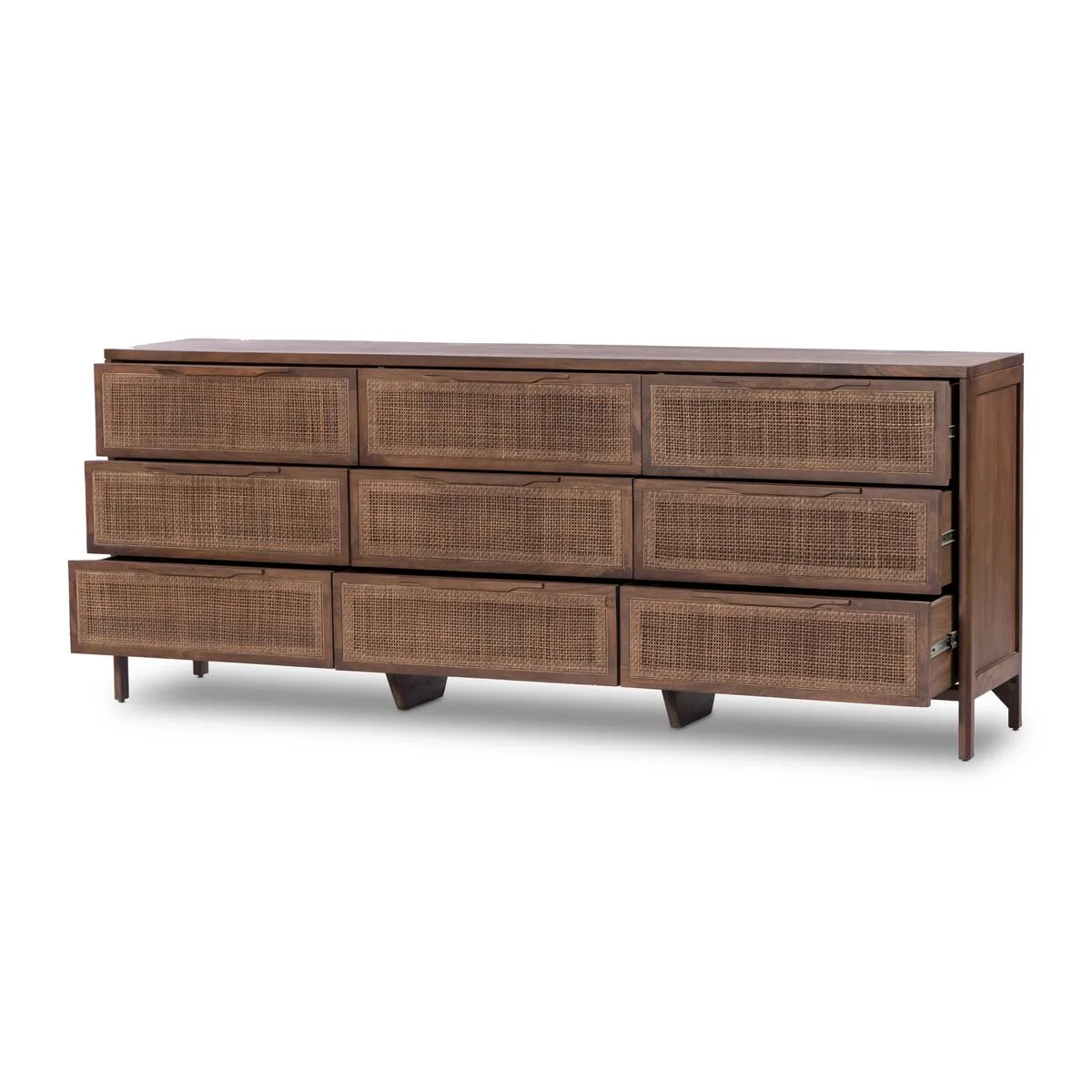 Four Hands Sydney 9 Drawer Dresser in Brown Cane