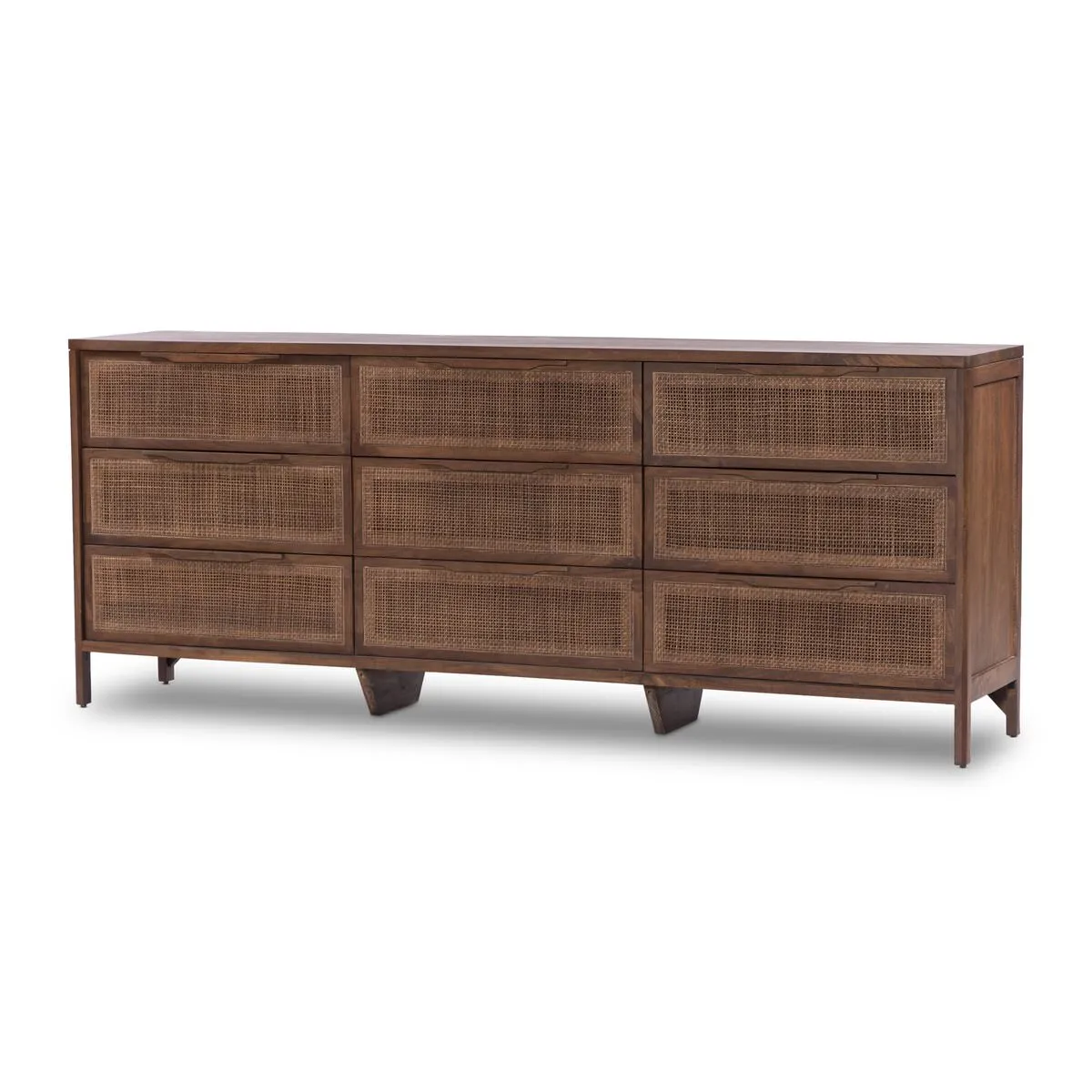 Four Hands Sydney 9 Drawer Dresser in Brown Cane
