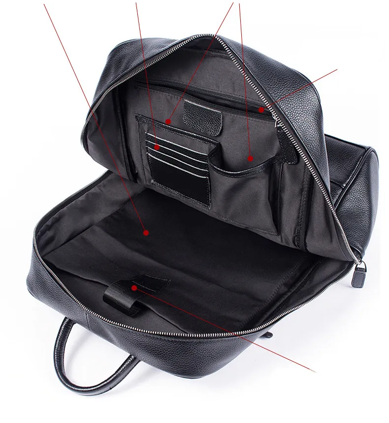 Genuine Cowhide Leather Business Backpack for Men 8110