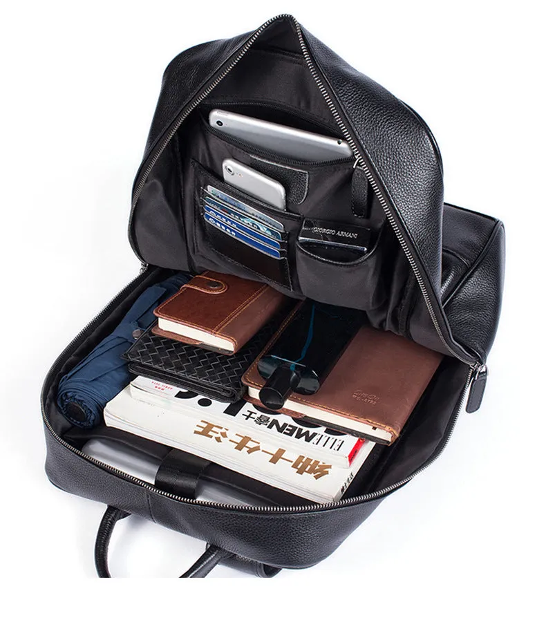 Genuine Cowhide Leather Business Backpack for Men 8110