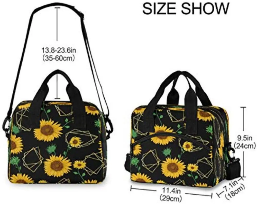 Geometric Sunflowers Thermal Cooler Lunch Bag