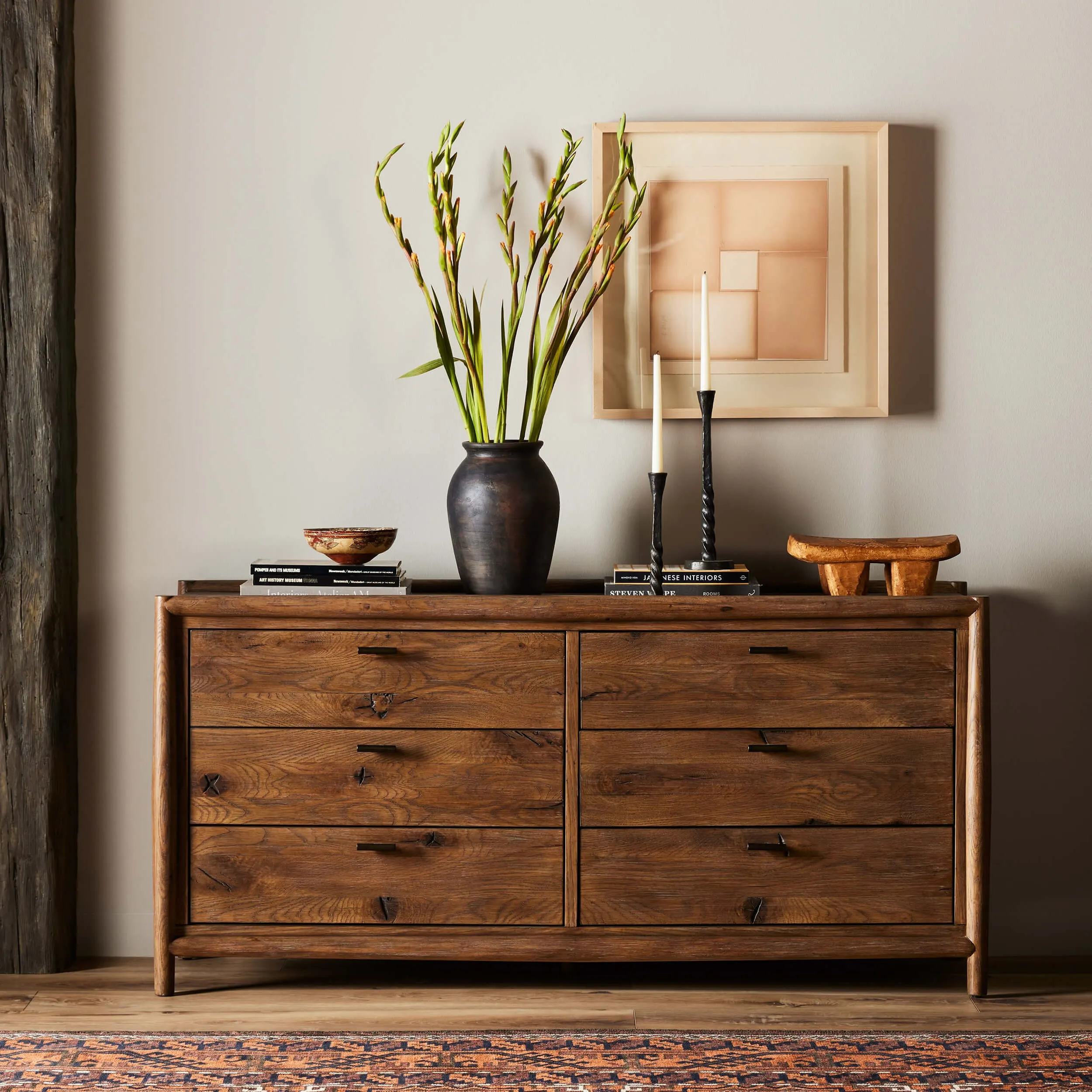 Glenview 6 Drawer Dresser, Weathered Oak