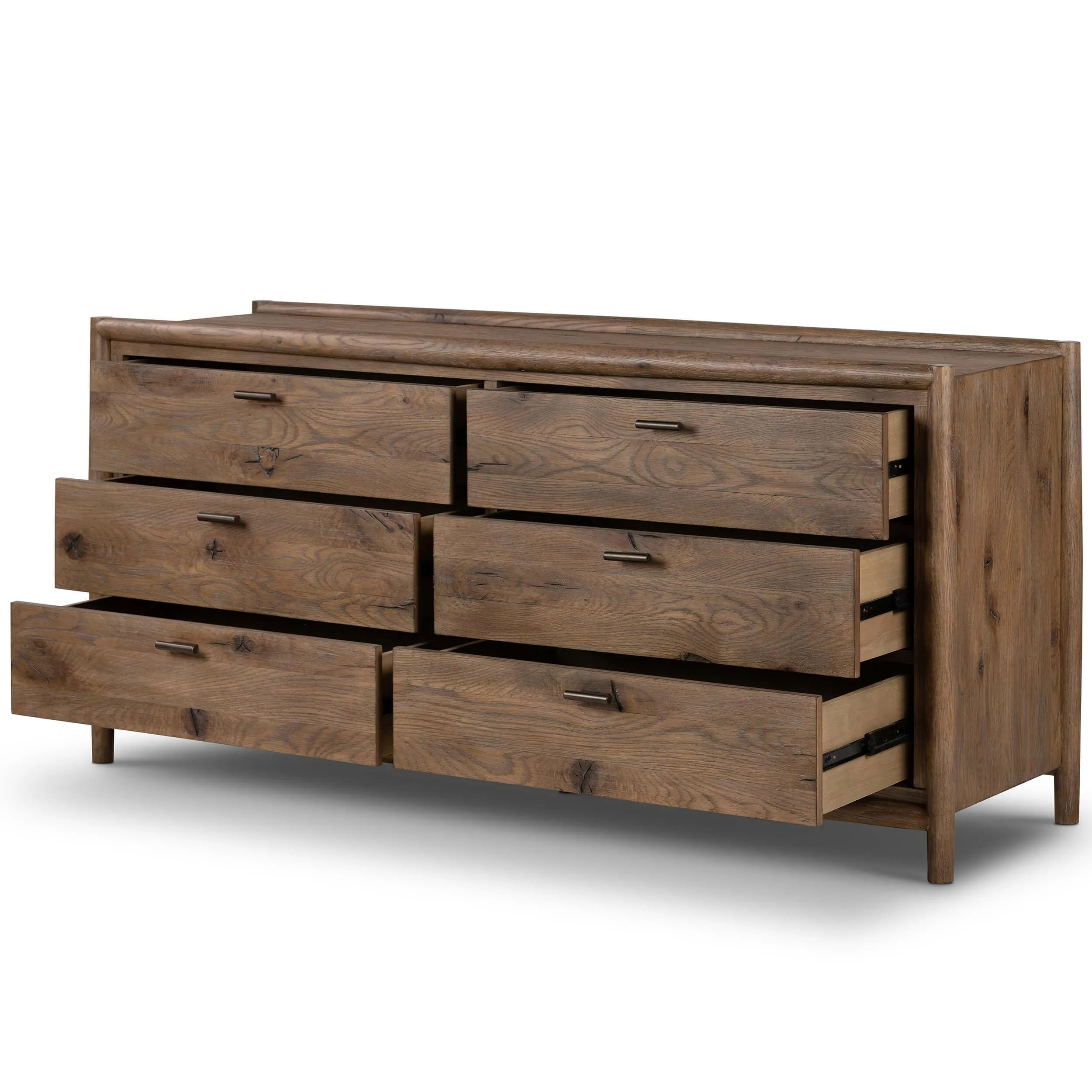 Glenview 6 Drawer Dresser, Weathered Oak