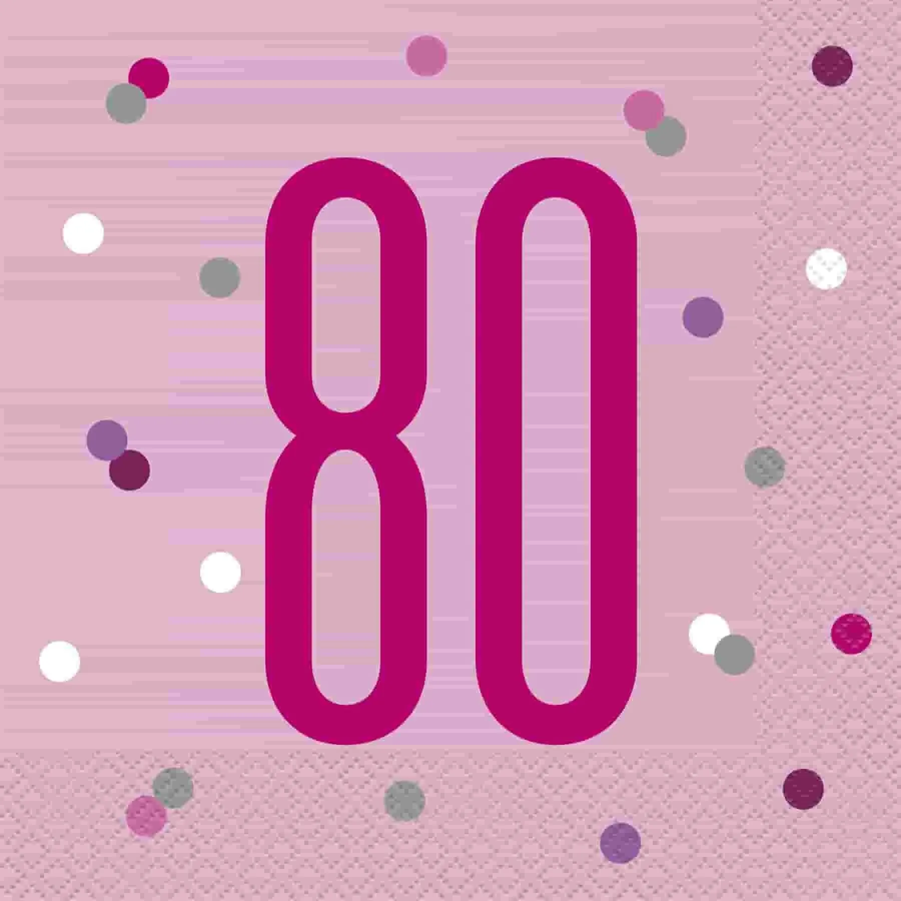 Glitzy Pink Napkins - 80th
